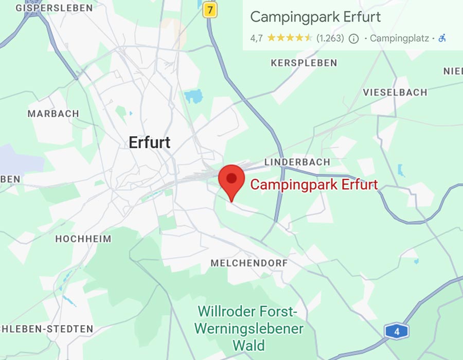 Campingpark Erfurt - Anfahrt Google Maps